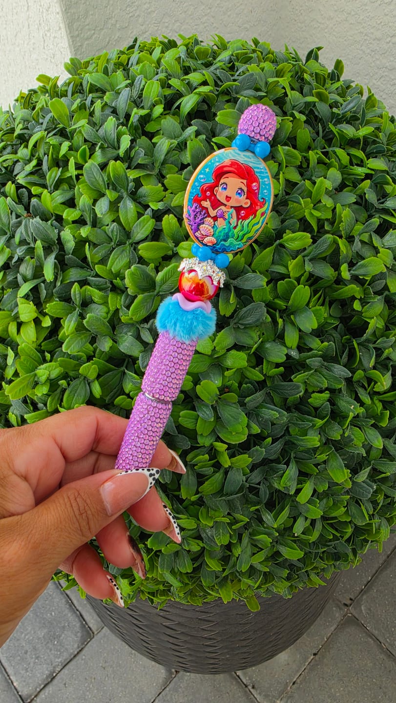 Customer photo review of Cartoon Princess Printed Acrylic Beads for DIY Beadable Pens & Jewelry