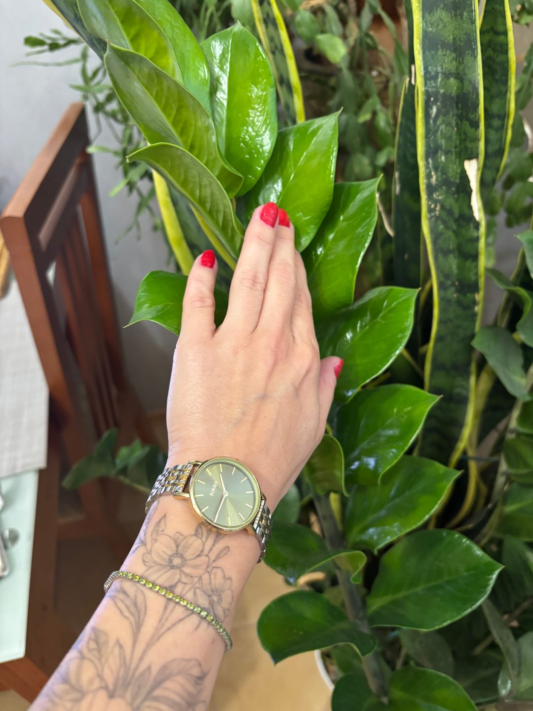Customer photo review of Ava Petite Silver Olive Green Bracelet
