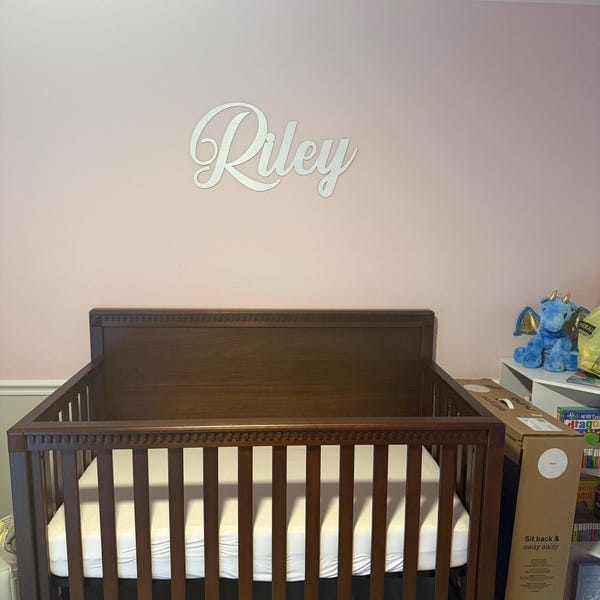 Customer photo review of Personalized Wooden Name Sign with LIVE PREVIEW (14 font options)