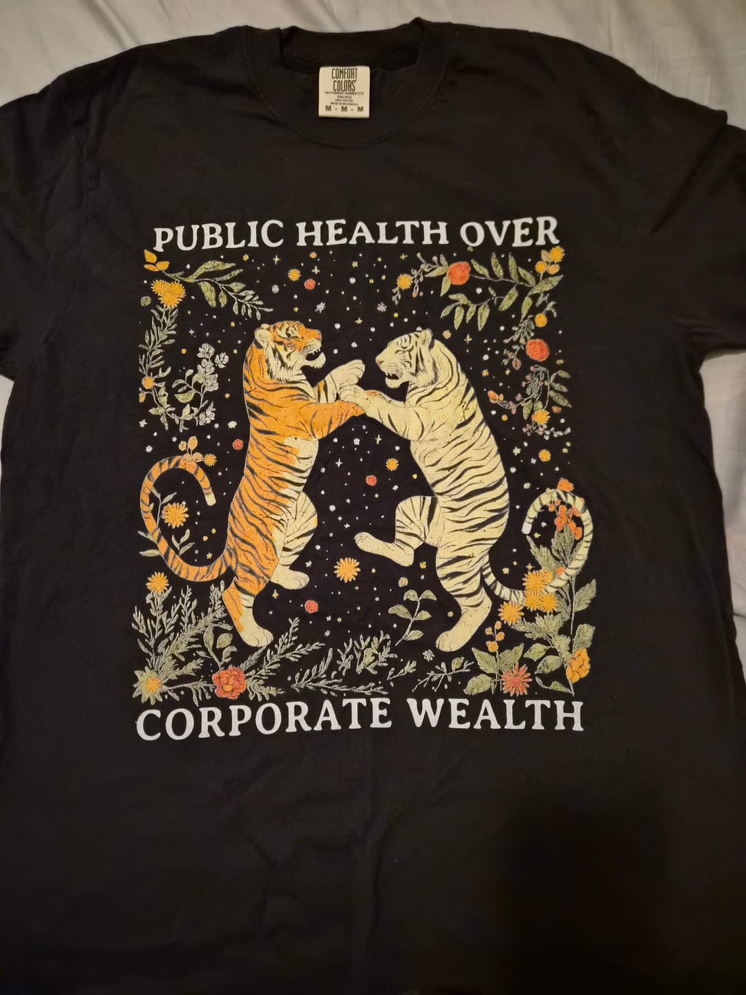 Customer photo review of Public Health Over Corporate Wealth Tigers Tee
