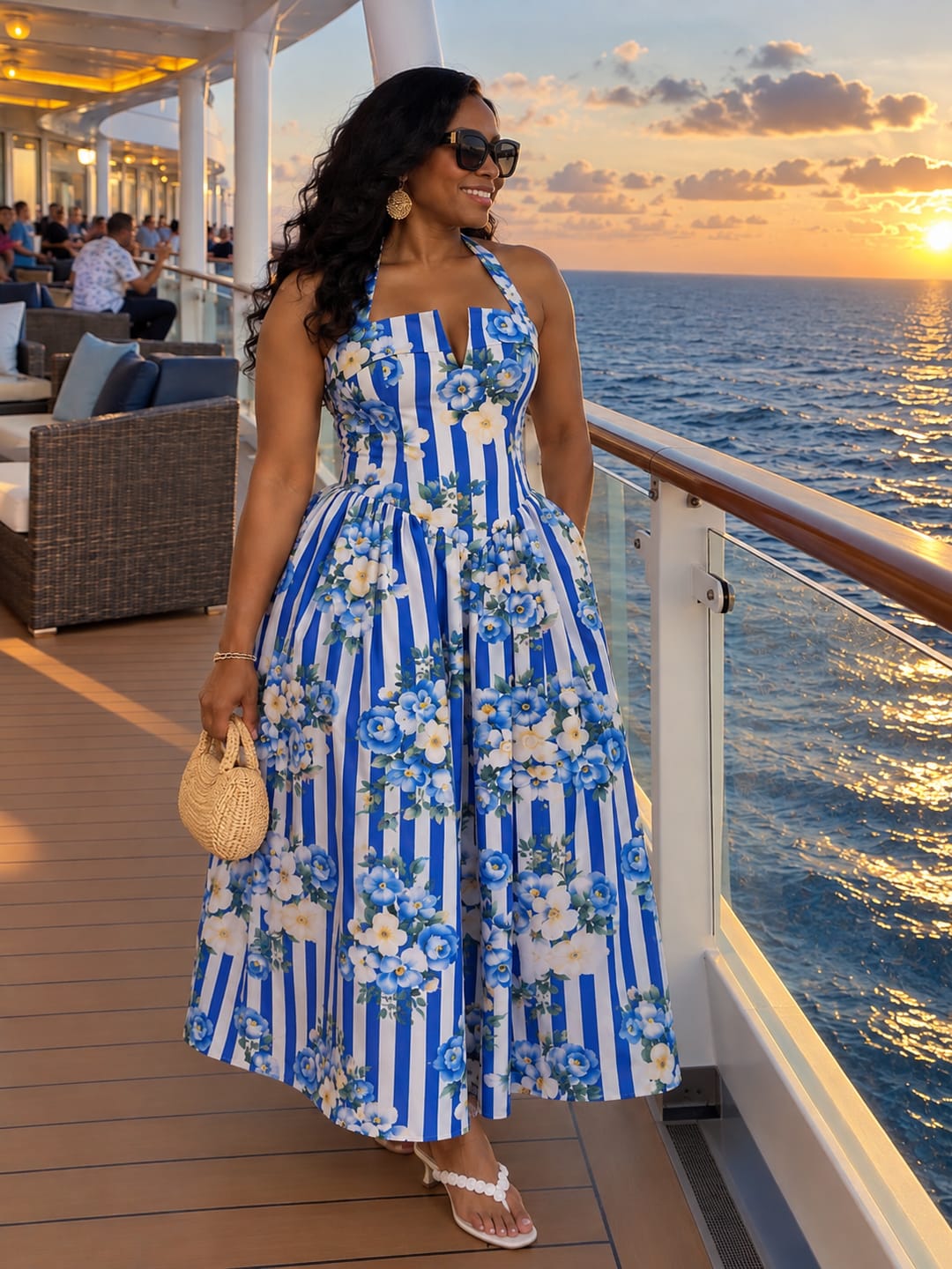 Customer photo review of Camille Corset Maxi Dress | Blue