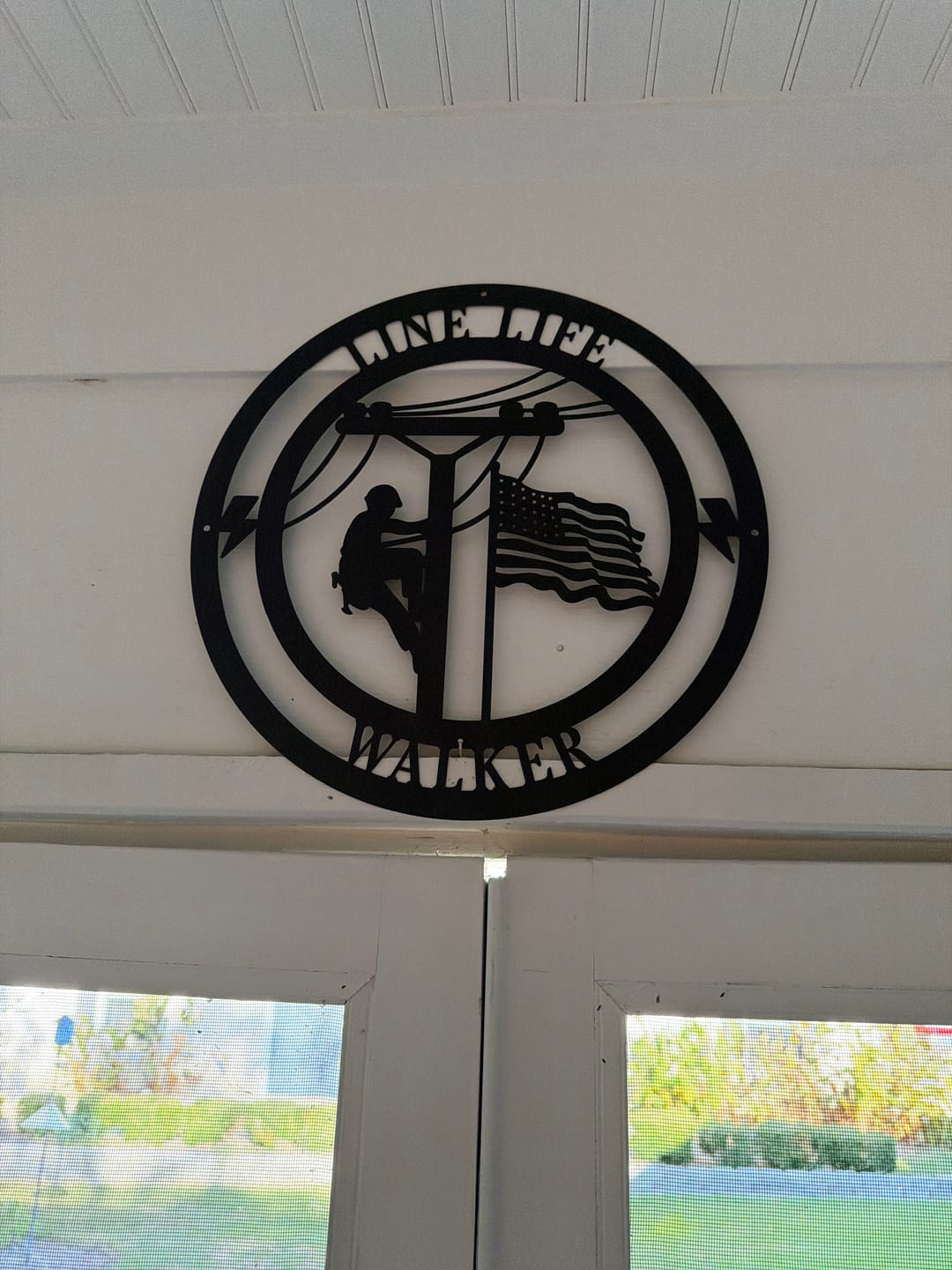 Customer photo review of Lineman Line Life Custom Metal Sign