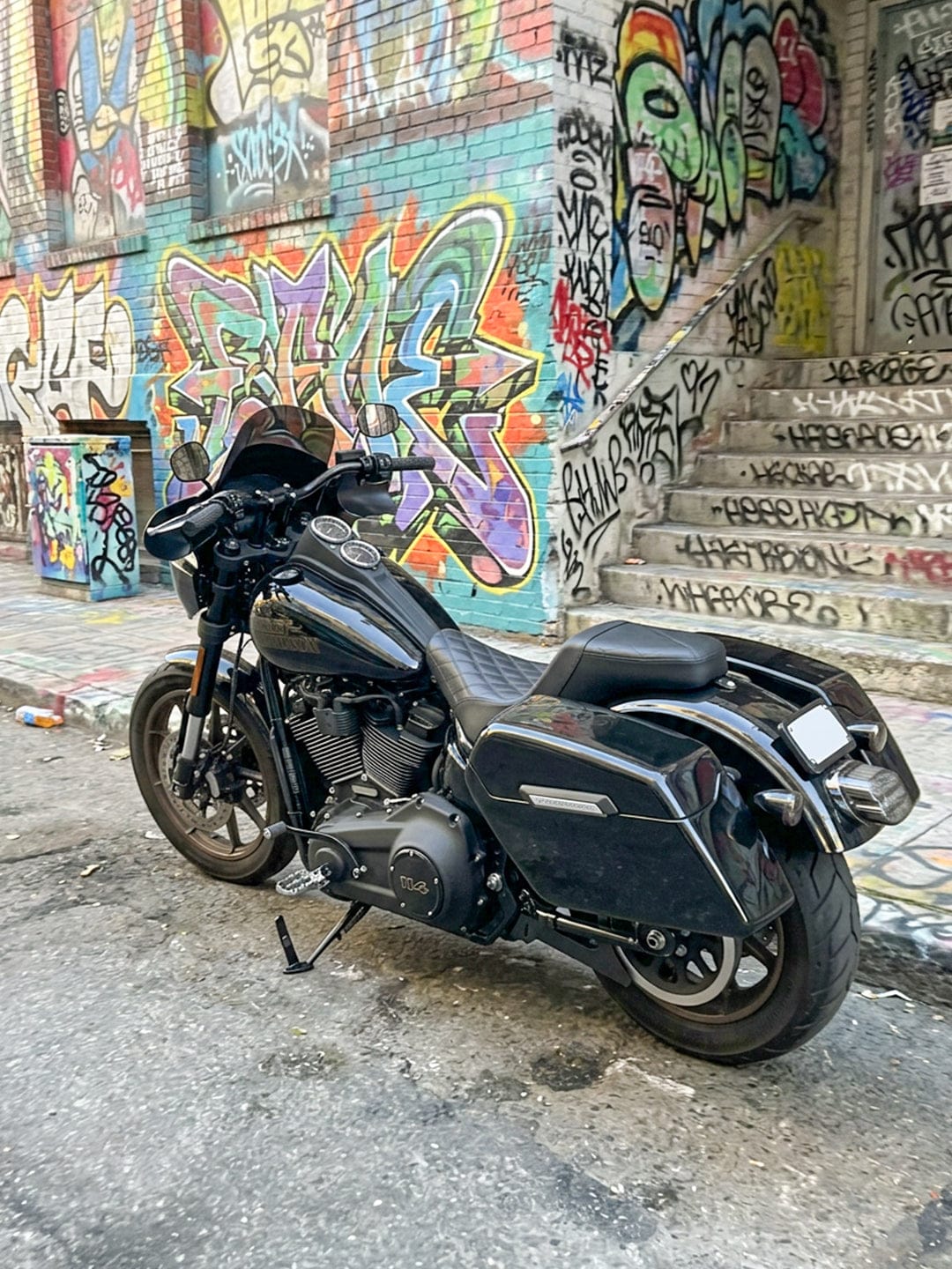 Customer photo review of 42L - Baldur Extra Large Painted Motorcycle Hard Saddlebags for Harley Softail Low Rider S FXLRS