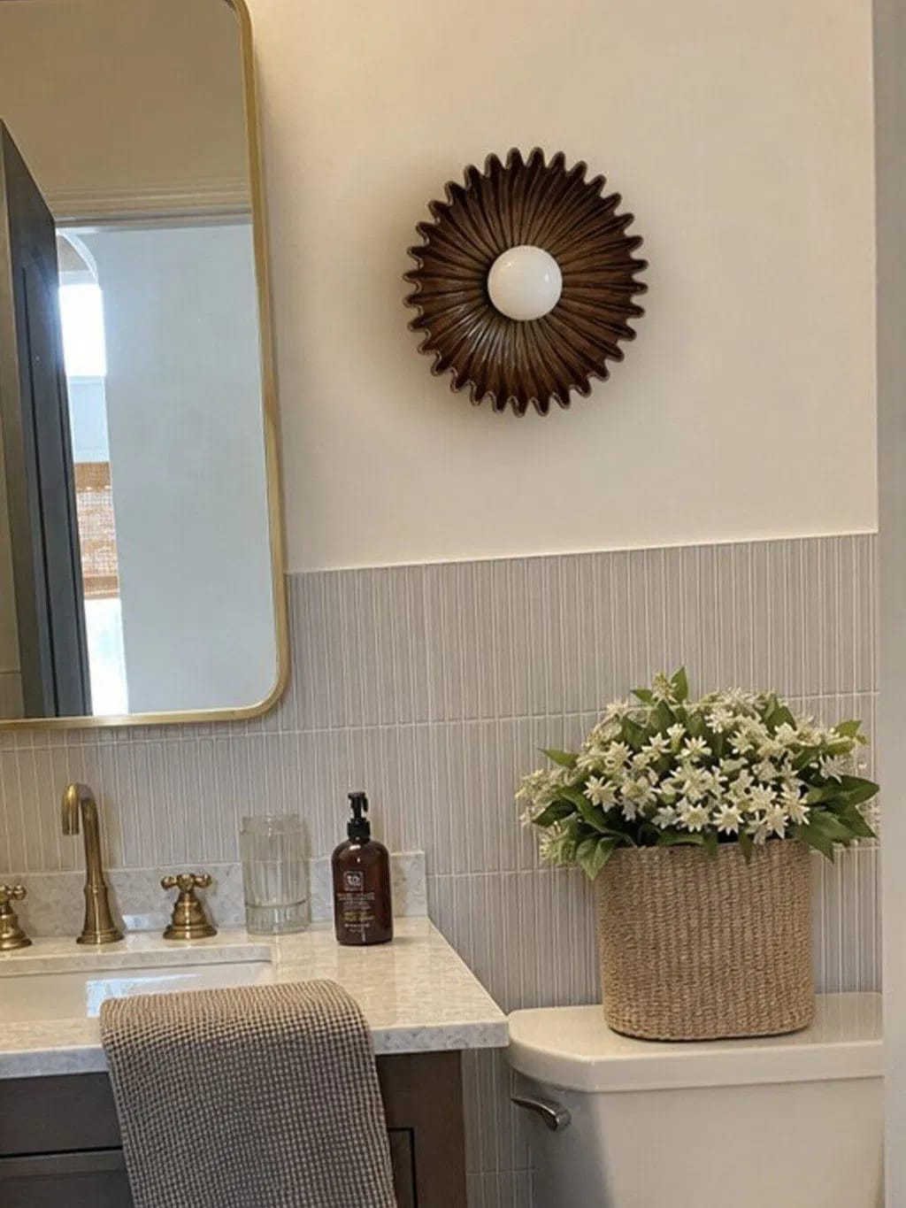 Customer photo review of Ceramic Flower Wall Sconce with Opal Globe Light