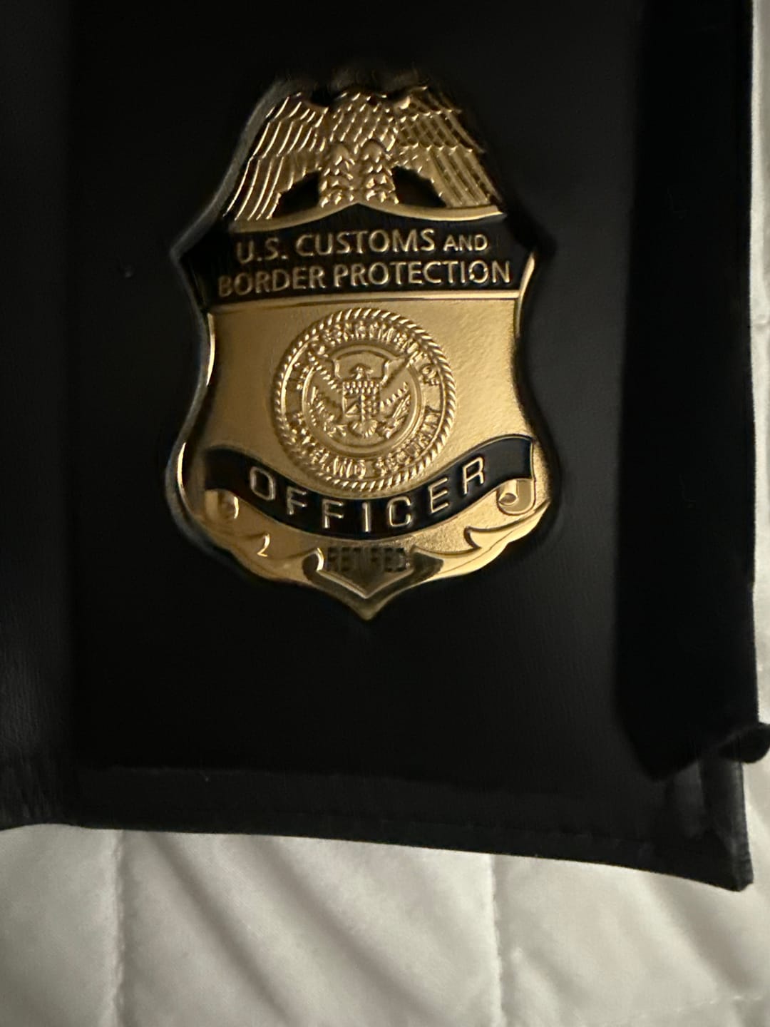 Customer photo review of US CBP Officer Customs and Border Protection Badge Solid Copper Replica Movie Props
