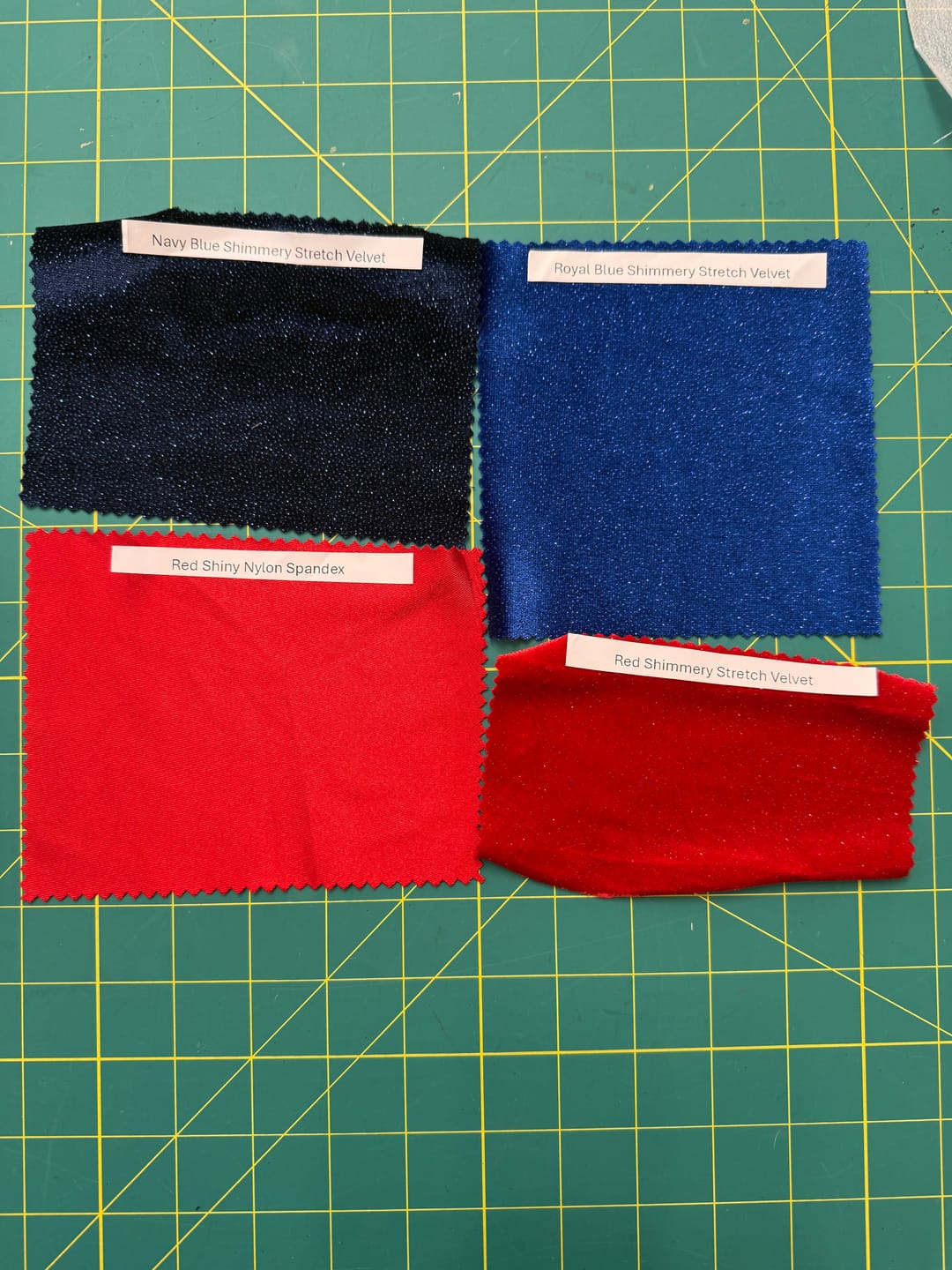 Customer photo review of Red Shimmery Stretch Velvet
