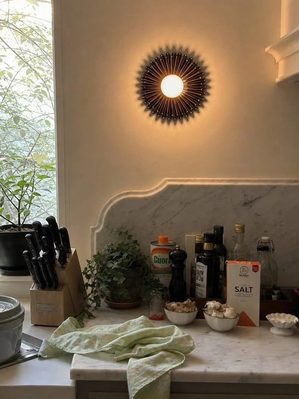 Customer photo review of Ceramic Flower Wall Sconce with Opal Globe Light