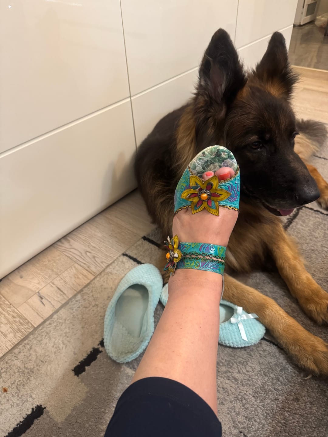 Customer photo review of Boho Floral  Jewel-Embellished Heel Sandals