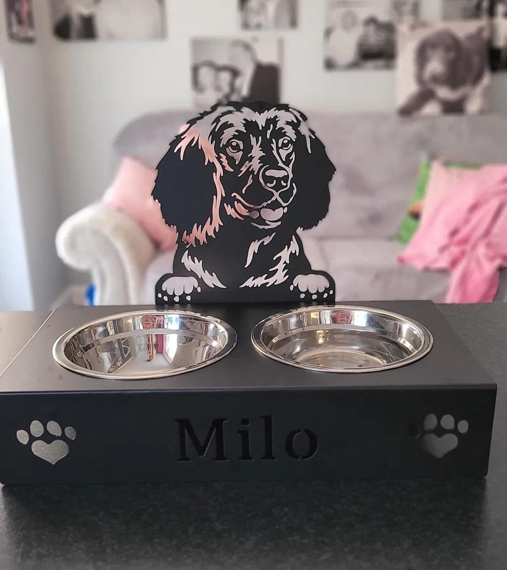 Customer photo review of Custom Name Dog Bowl Stand - Water Spaniel
