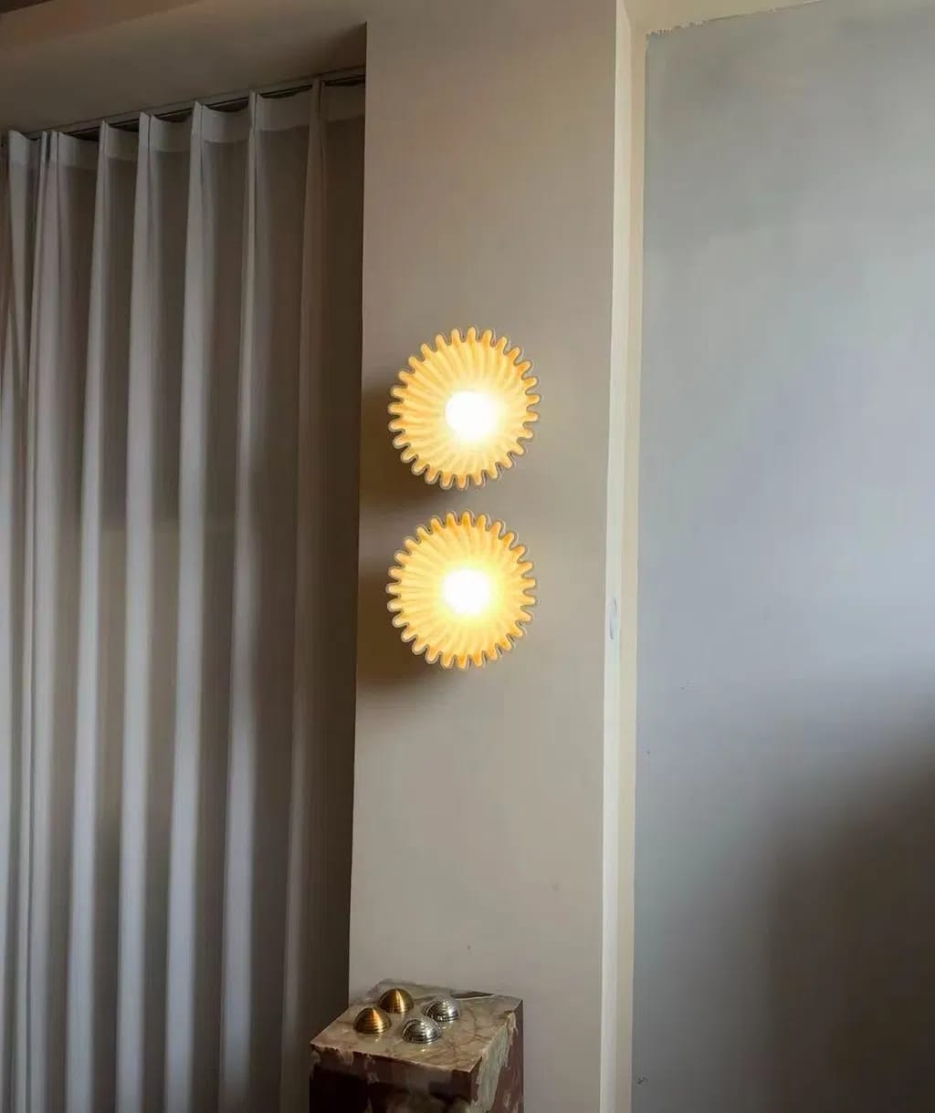 Customer photo review of Ceramic Flower Wall Sconce with Opal Globe Light
