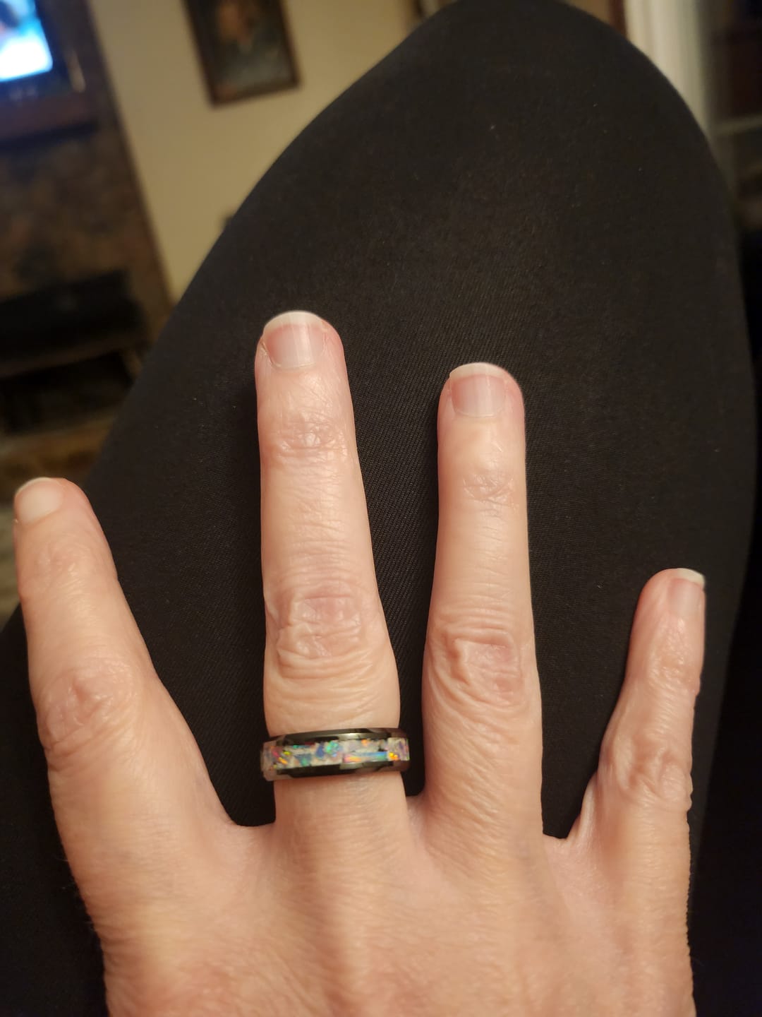 Customer photo review of Titanium Carbide Ring with Cremation Ashes