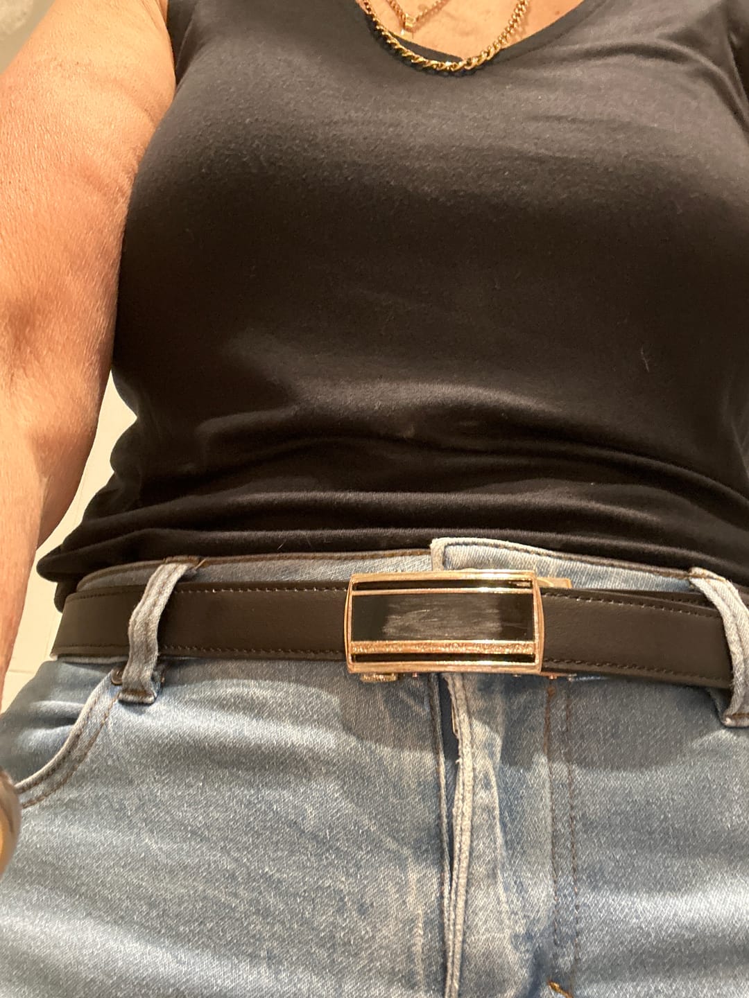 Customer photo review of Jack Belt® Women's Full Grain Leather Belt Strap - Slim Black (WSLBL)