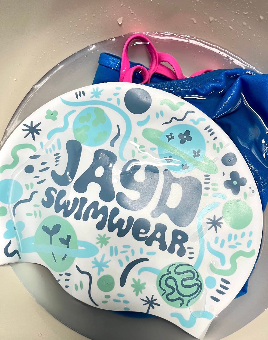 Customer photo review of JAYD Swim Cap - Lost In Space