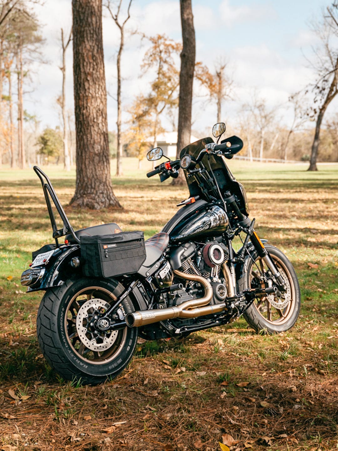 Customer photo review of 18L - Patriot Medium Motorcycle Throw Over Saddlebags for Harley Softail Low Rider S FXLRS