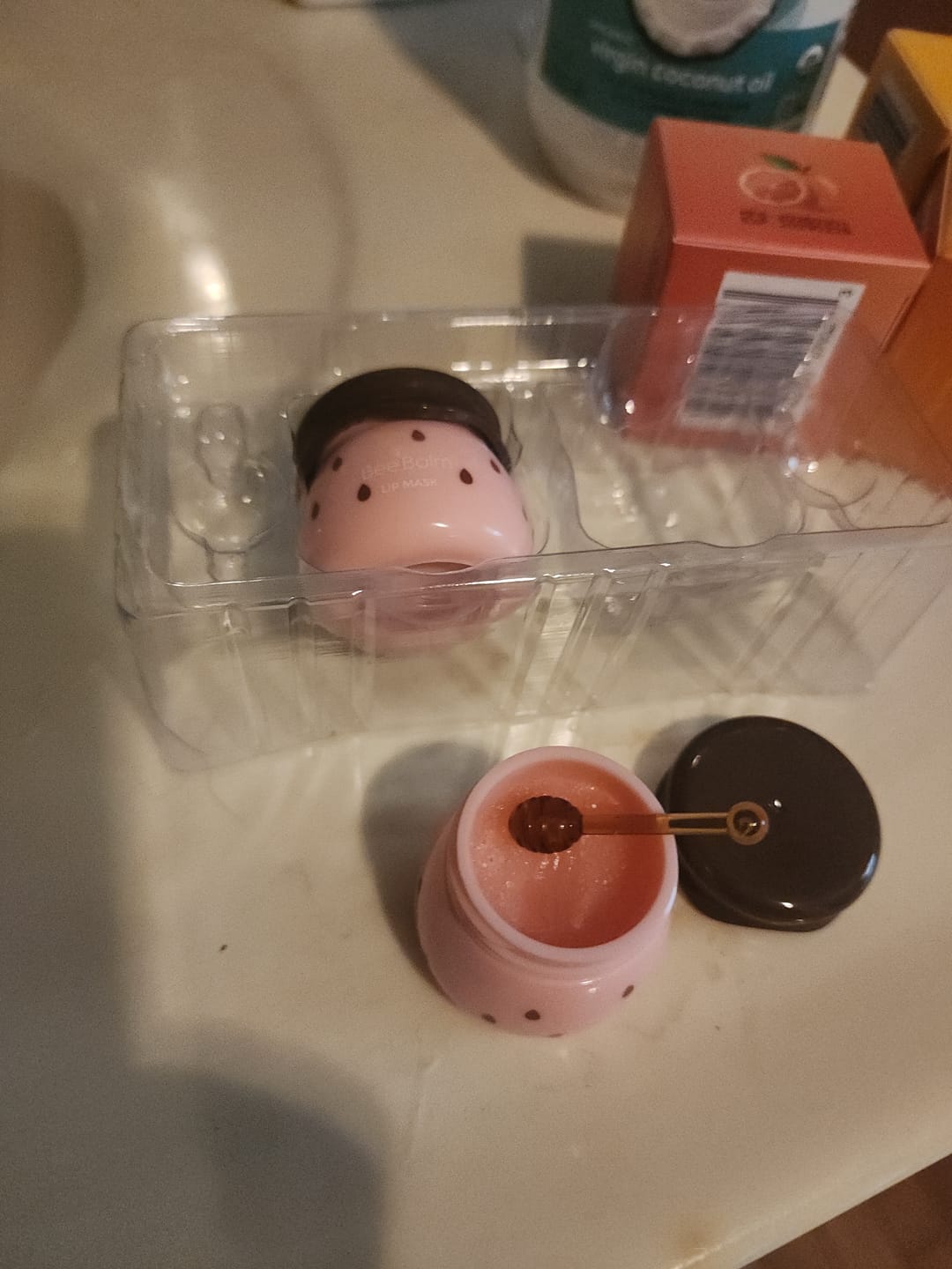 Customer photo review of Strawberry Lip Mask + Sugar Scrub Set