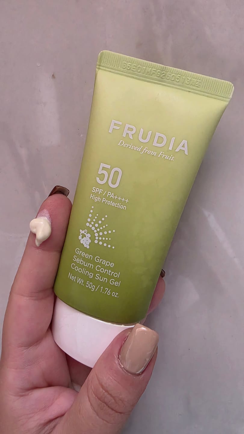 Customer photo review of Frudia Green Grape Sebum Control Sun Gel SPF50+/ PA++++