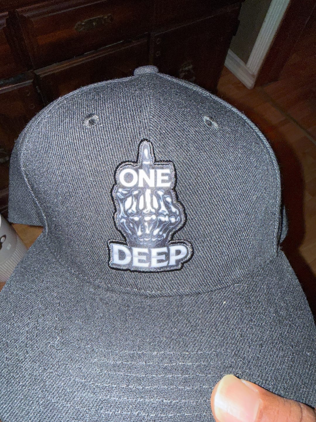 Customer photo review of Custom Black Black-White 3D Puff Embroidery Flat Embroidery Casual Sport Baseball Cap