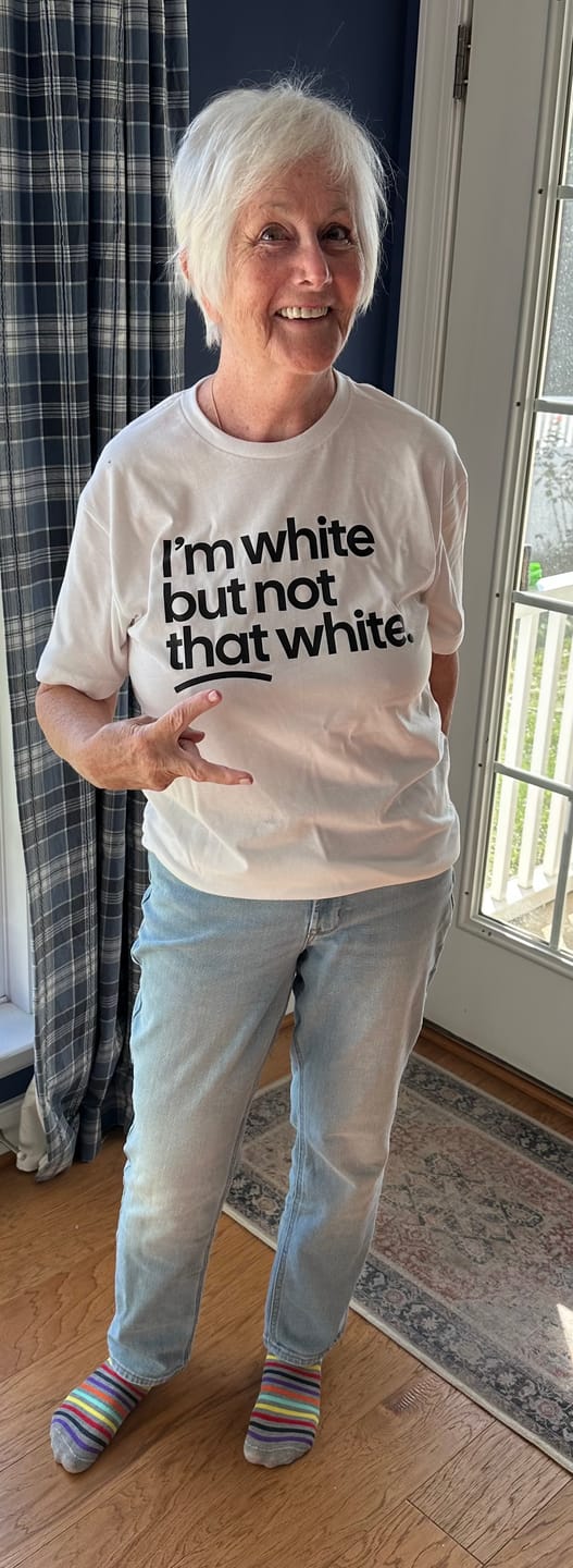 Customer photo review of I’m white but not that white Unisex Tee