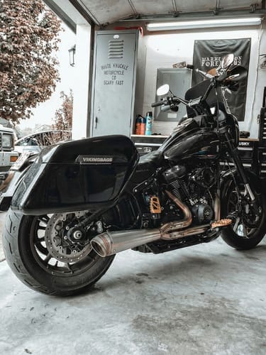 Customer photo review of 42L - Baldur Extra Large Painted Motorcycle Hard Saddlebags for Harley Softail Low Rider S FXLRS