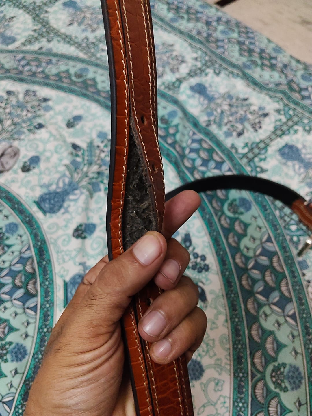 Customer photo review of Bacca Bucci Men's Smooth Grain Leather with Croco Embossed Belt