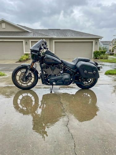 Customer photo review of 42L - Baldur Extra Large Leather Wrapped Motorcycle Hard Saddlebags for Harley Softail Low Rider S FXLRS