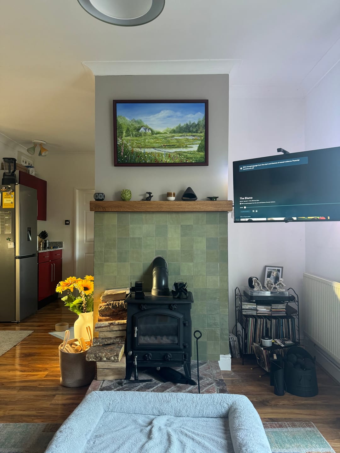 Customer photo review of Rustic Oak Fireplace Beam – 10×10 Mantel Beam