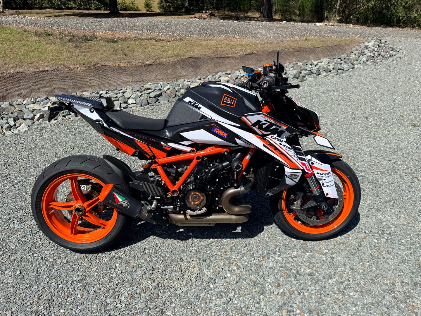 Customer photo review of KTM 1390 Super Duke R/Evo GRAPHICS - "Nebula" (Orange/White)