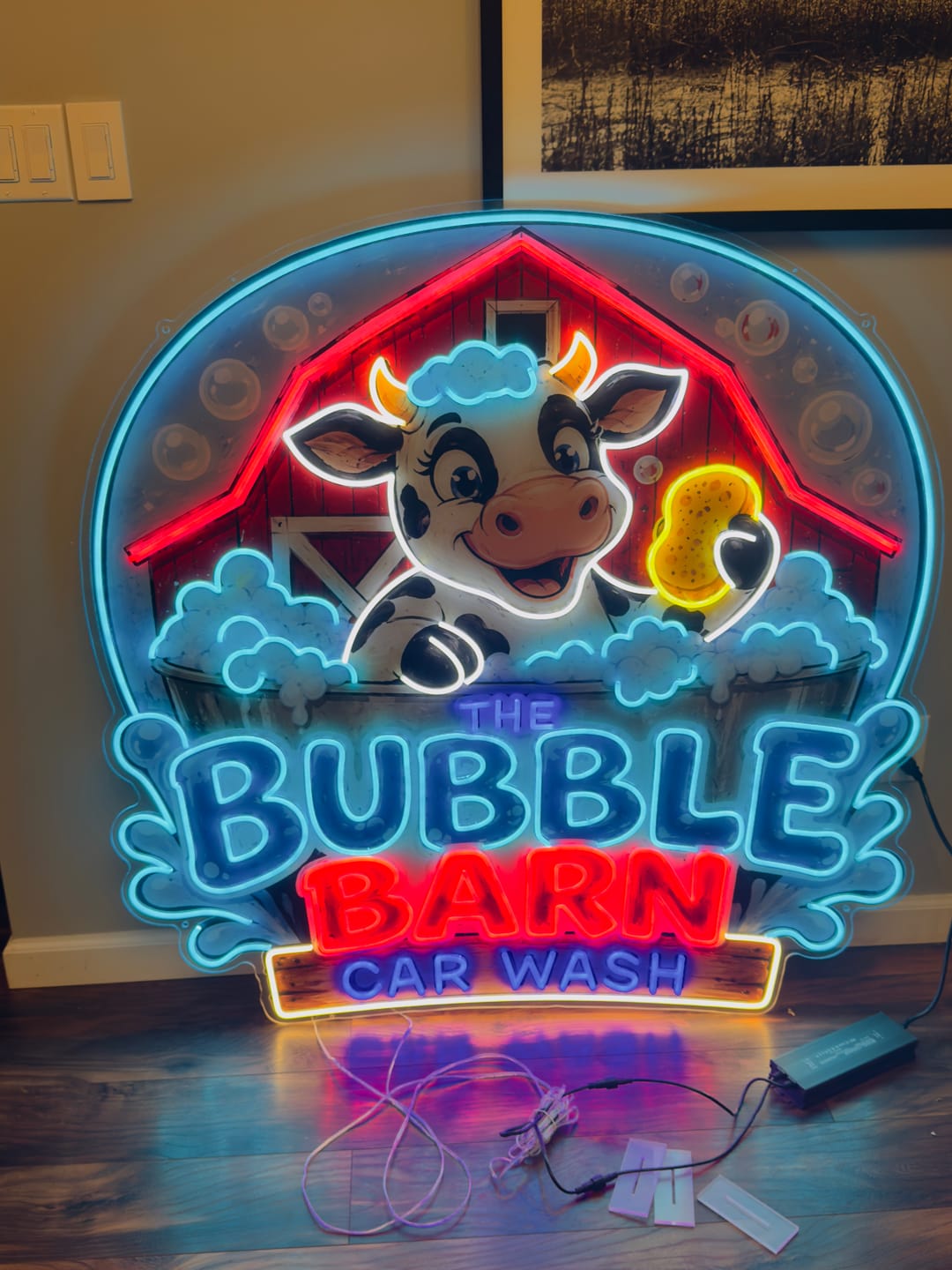Customer photo review of BUBBLE BARN CAR WASH | LED NEON SIGN (WATERPROOF)
