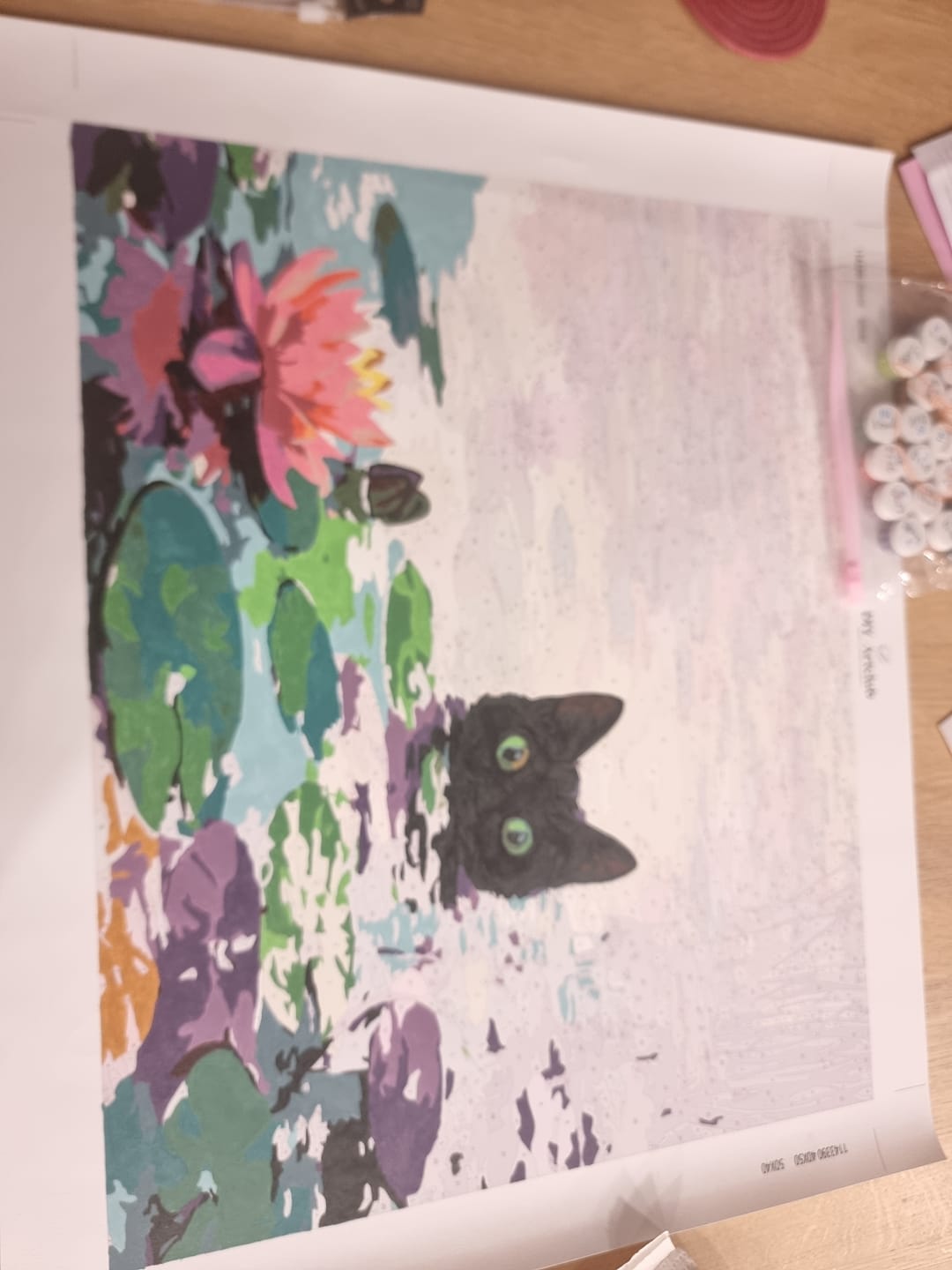Customer photo review of A Water lilies cat | Paint by Number