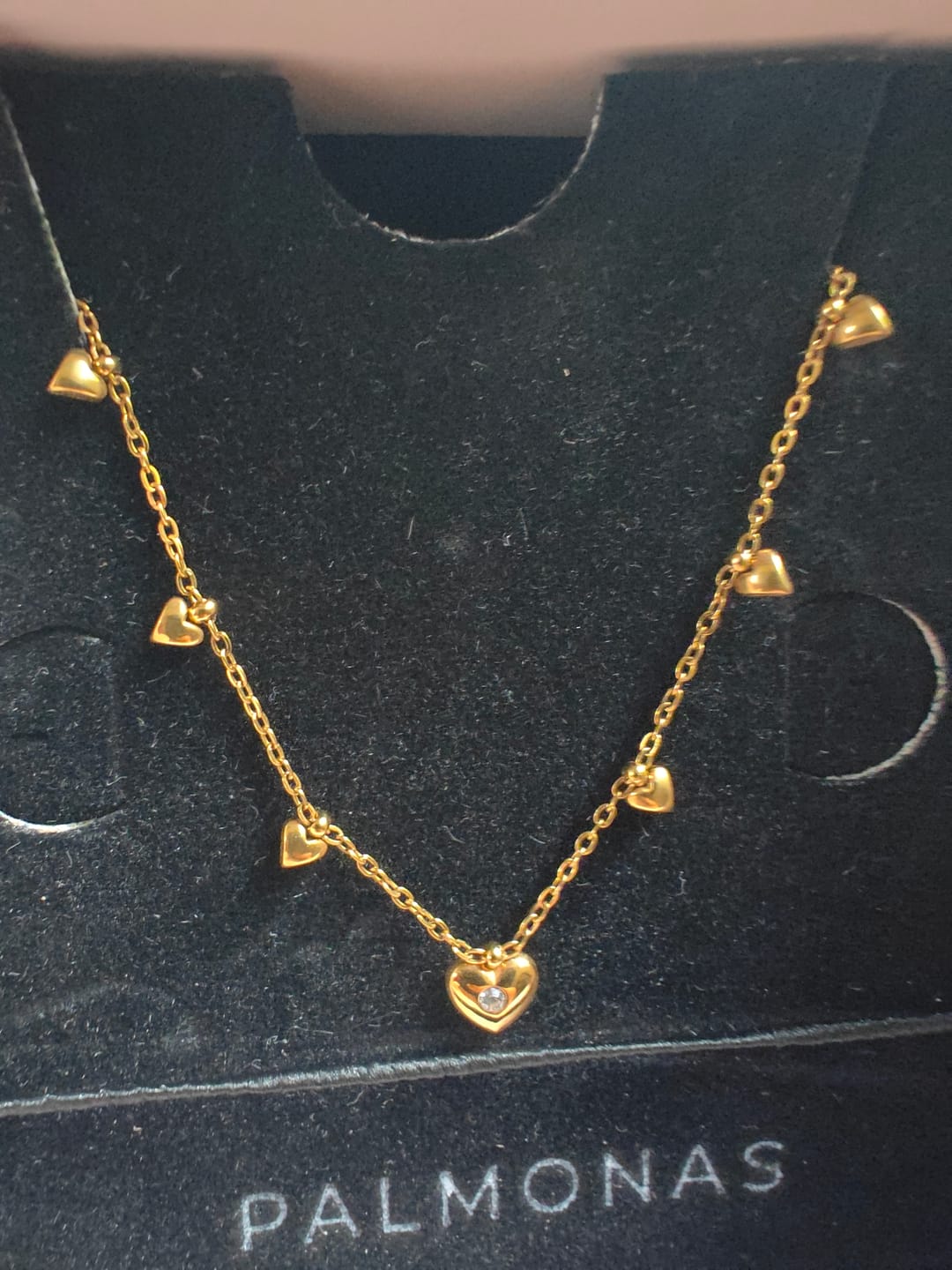 Customer photo review of Celeste Heart Station Necklace
