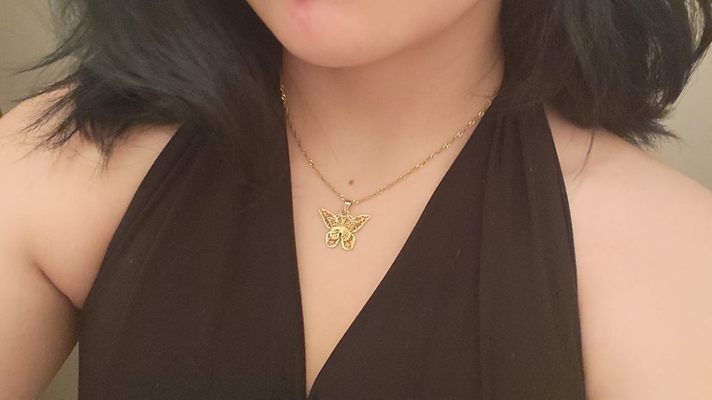 Customer photo review of Butterfly Pendant Necklace