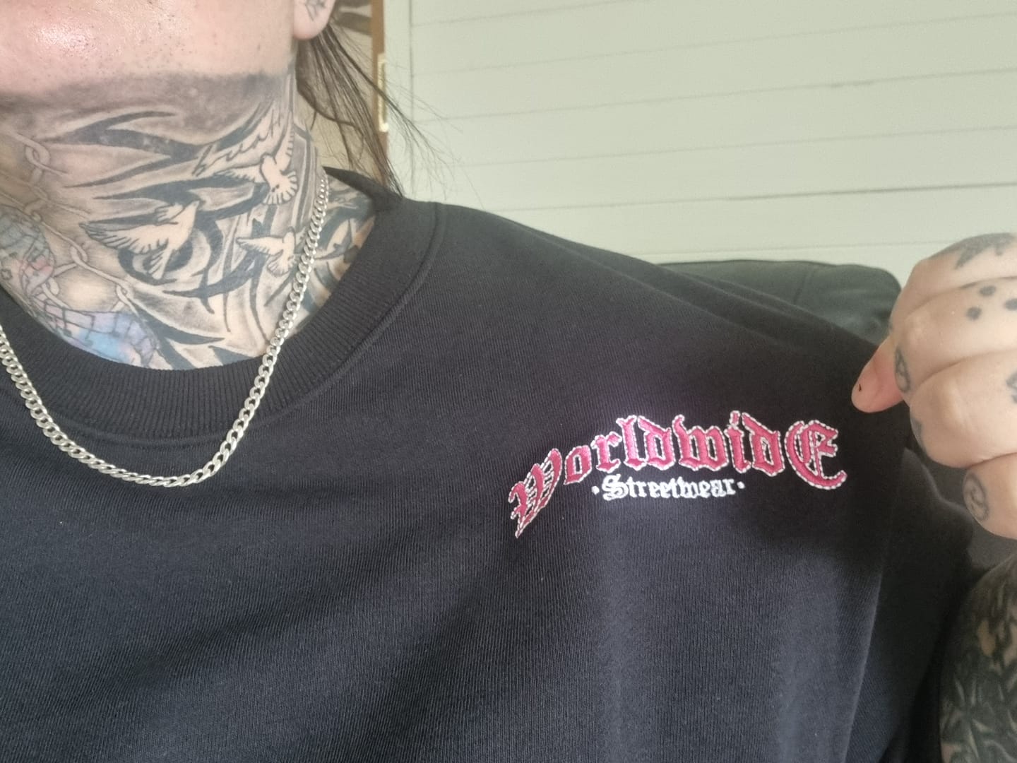 Customer photo review of Worldwide Tee | Black / Pink