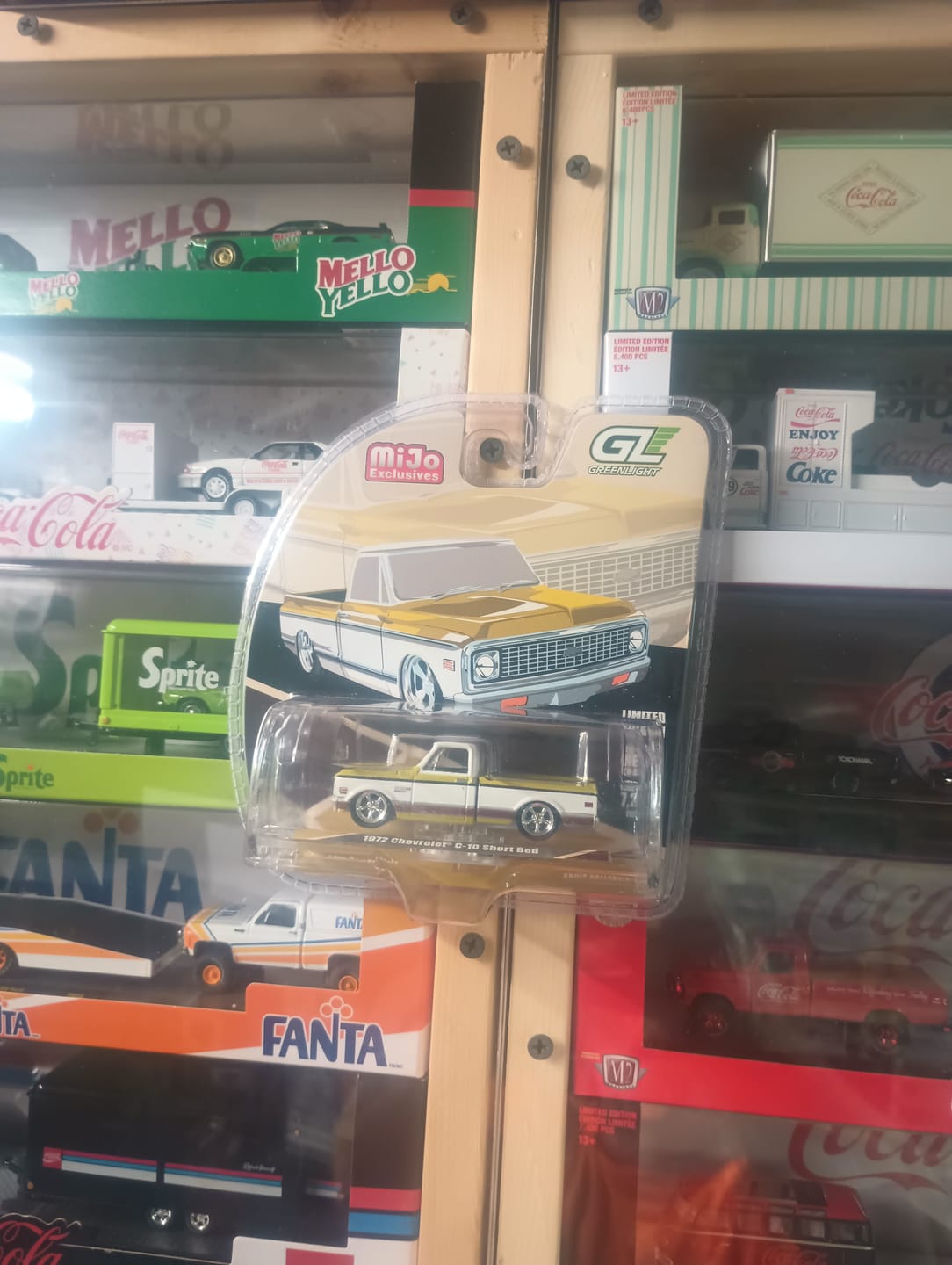 Customer photo review of Greenlight 1:64 1972 Chevrolet C-10 Short Bed Custom – Mustard Yellow with White Two-Tone – Mijo Exclusives