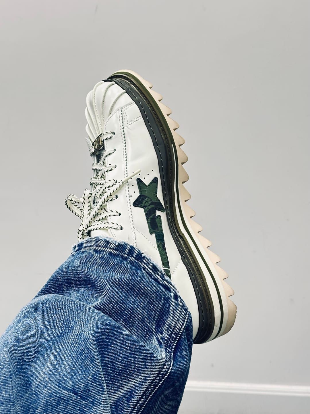 Customer photo review of adidas x CLOT x BAPE Superstar 'Green Camo' KJ1473
