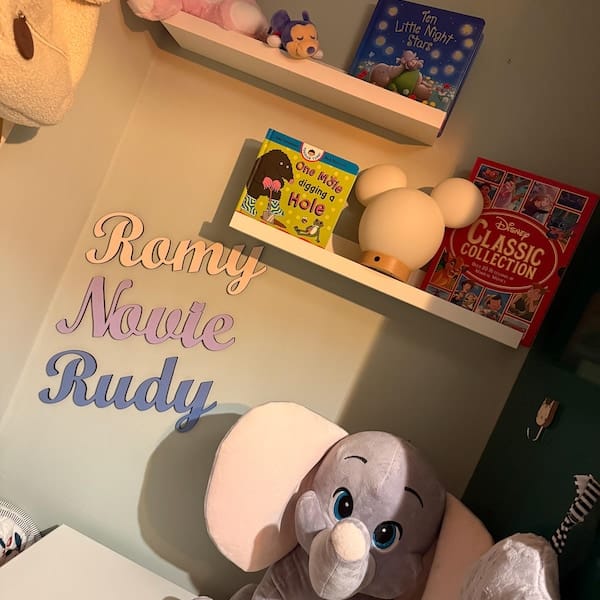 Customer photo review of Personalized Wooden Name Sign with LIVE PREVIEW (14 font options)