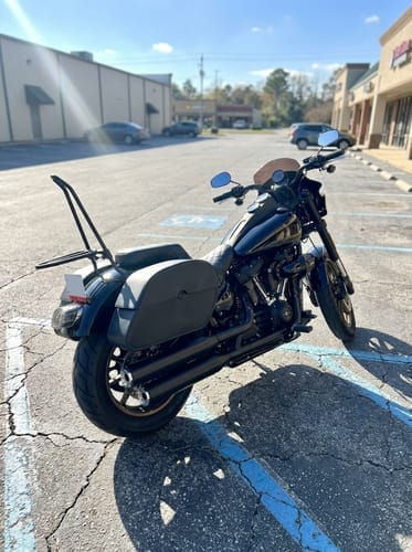 Customer photo review of 28L - Panzer Medium Quick Mount Leather Saddlebags For Harley Softail Low Rider S FXLRS