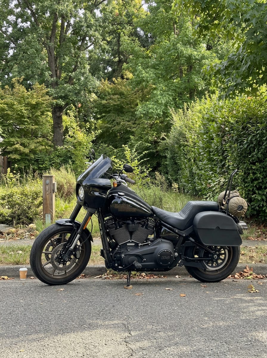 Customer photo review of 28L - Panzer Medium Quick Mount Leather Saddlebags For Harley Softail Low Rider S FXLRS