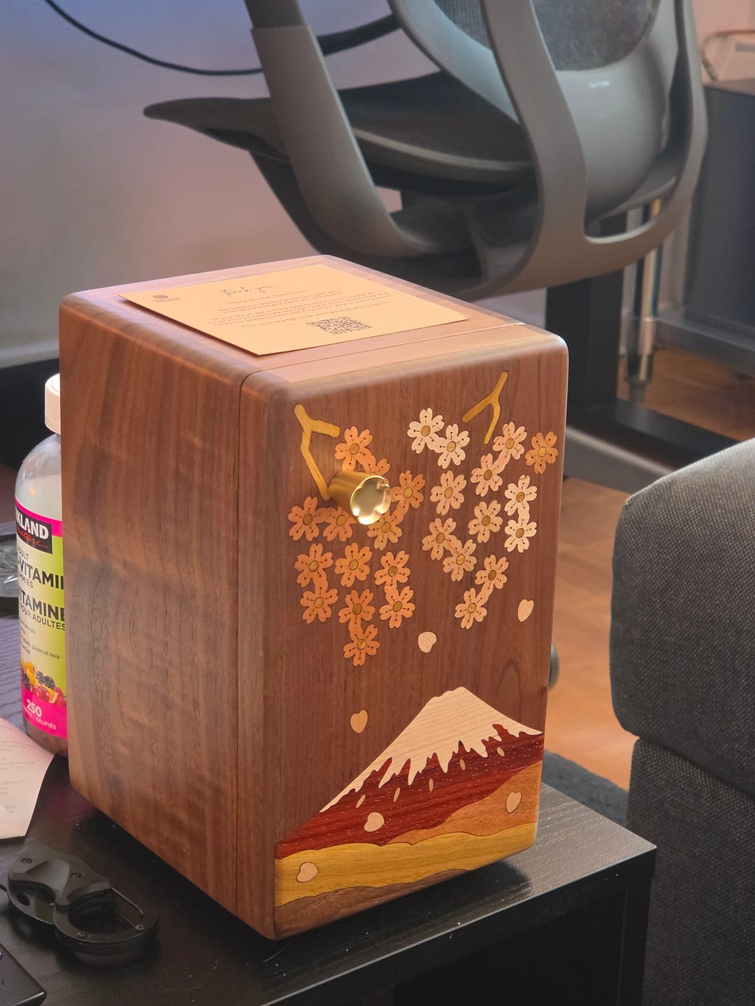 Customer photo review of Floral Walnut Multi-Drawer Jewelry Organizer