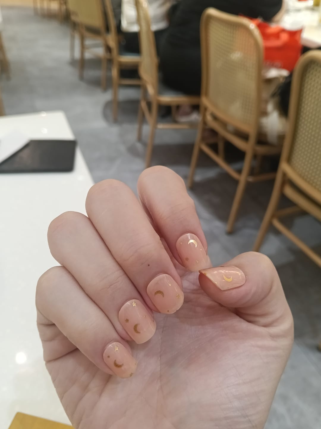 Customer photo review of Gold Moon Stars DIY Semicured Gel Nail Sticker Kit