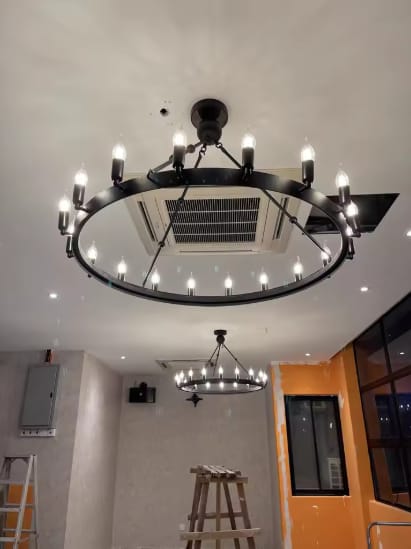 Customer photo review of Arden 15-Light Wagon Wheel Chandelier
