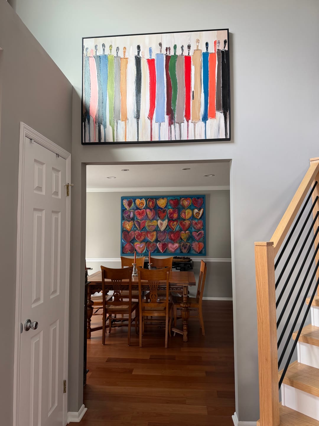 Customer photo review of Collective Spirit – Hand-Painted Multicolored Abstract Crowd Portrait Painting | Bold Expressionist Living Room & Dining Room Art