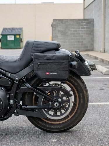 Customer photo review of 10L - Patriot Small Throw Over Saddlebags for Harley Softail Low Rider S FXLRS