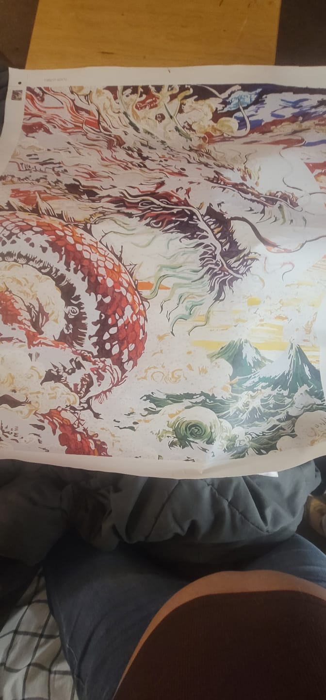 Customer photo review of Crimson Sky Dragon (80 Color Paint by Numbers)