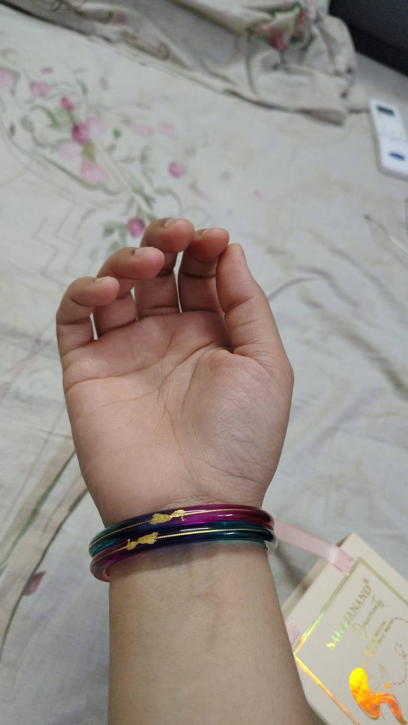 Customer photo review of "Mayur A Colorful Peacock Style!" - 916 22k Gold Bangles (Multicolour)