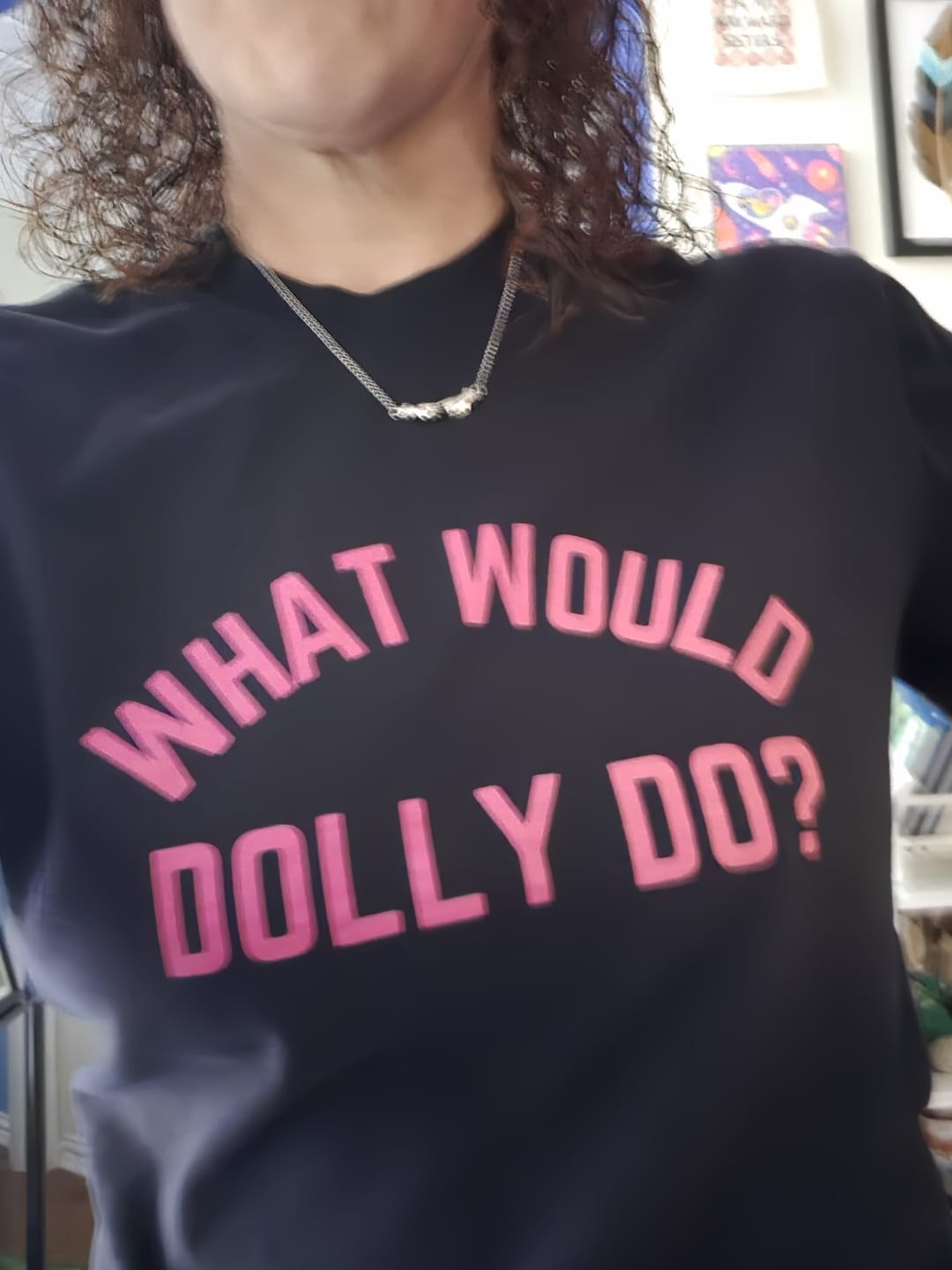 Customer photo review of What Would Dolly Do? T-Shirt - Pink Edition (Front Print Only)