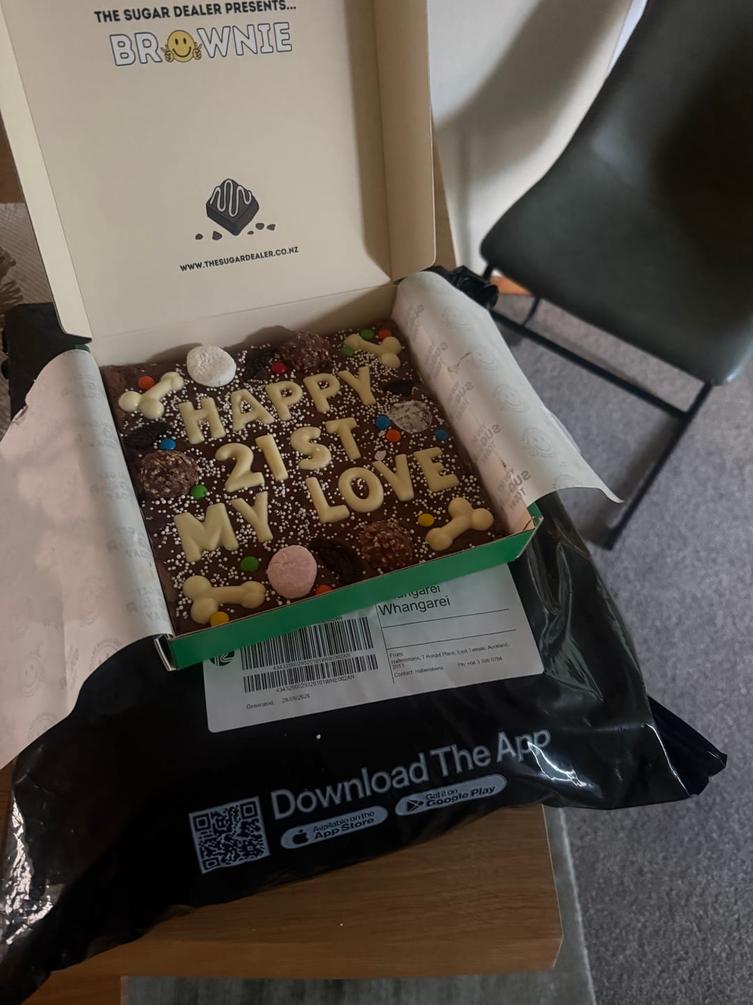 Customer photo review of Custom message dick brownie