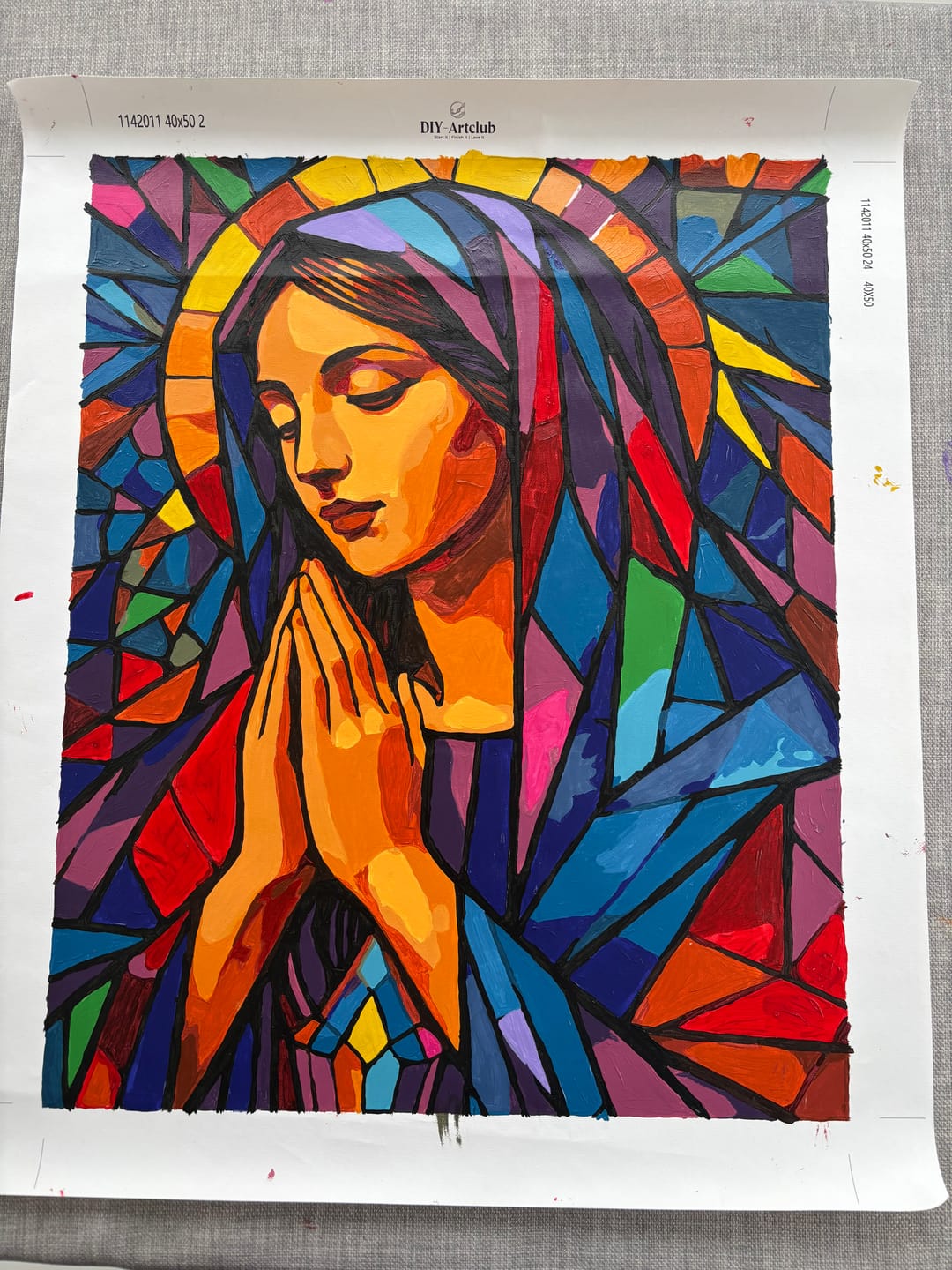 Customer photo review of Stained glass Virgin Mary | Paint by Number