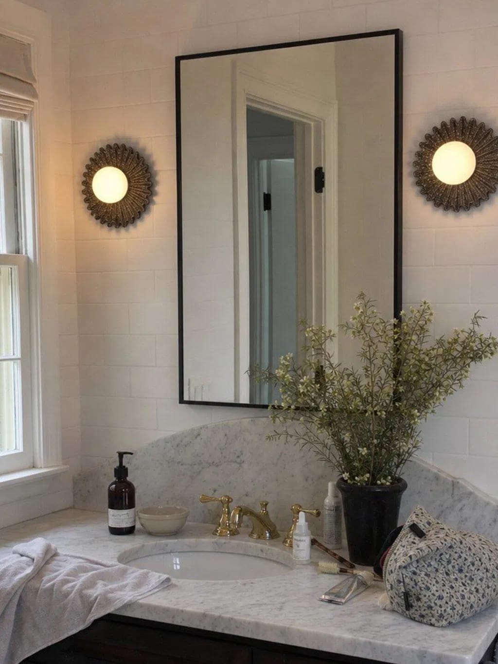 Customer photo review of Ceramic Flower Wall Sconce with Opal Globe Light