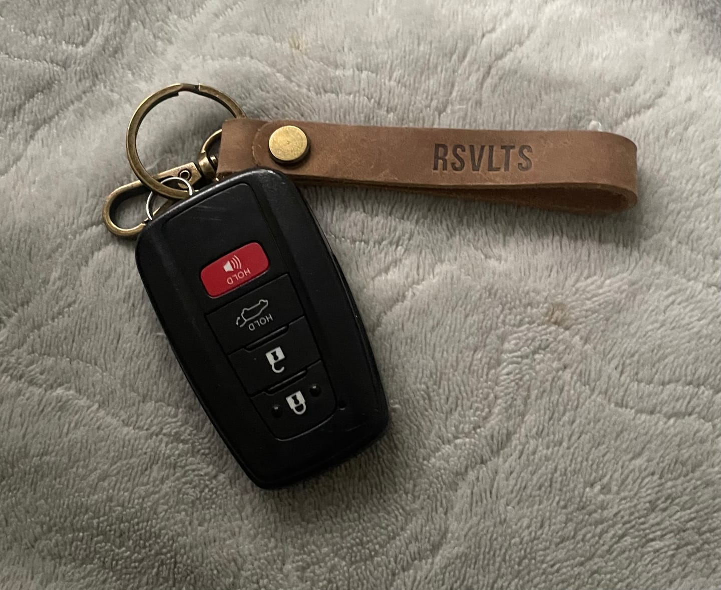 Customer photo review of Dare Mighty – Leather Keychain