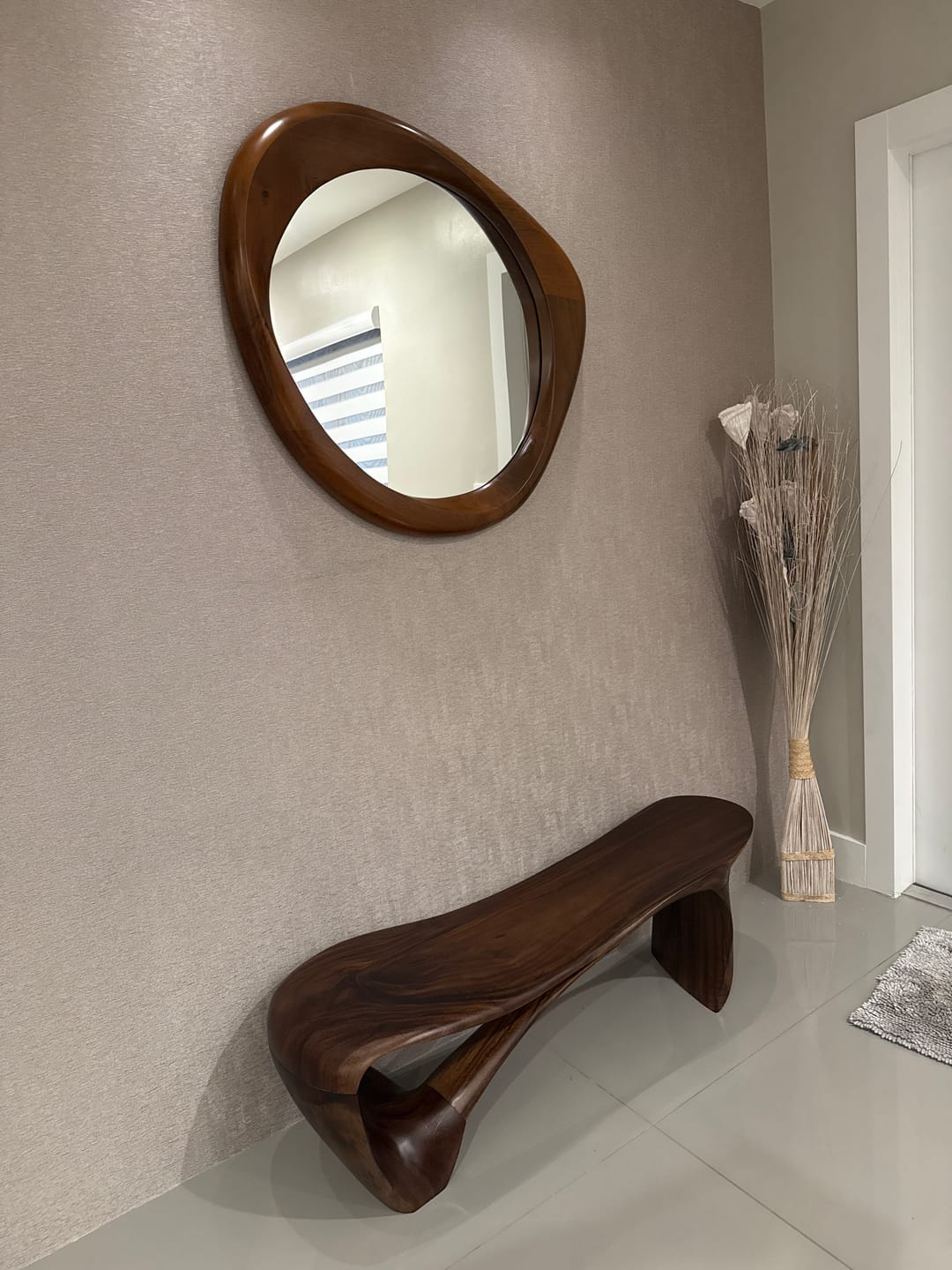 Customer photo review of Modern Sculptural Bench For Entryway Or Living Room